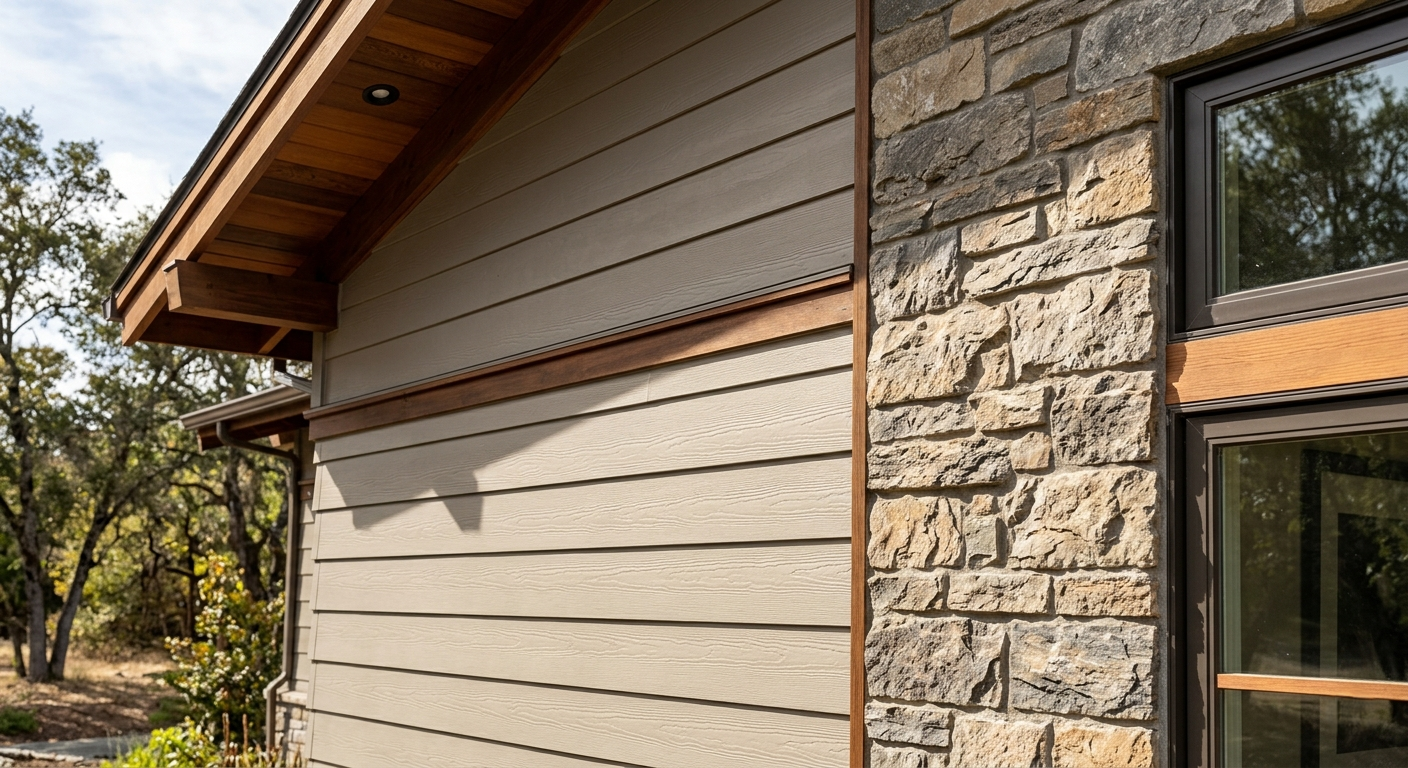 Non-Combustible Siding and Stone Facade