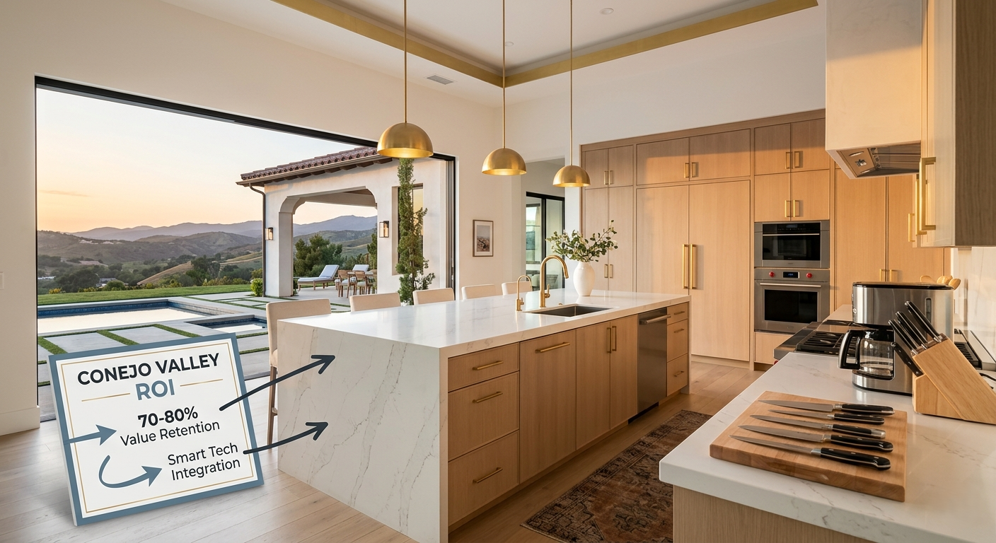 Luxury Open-Concept Kitchen in Westlake Village at Golden Hour